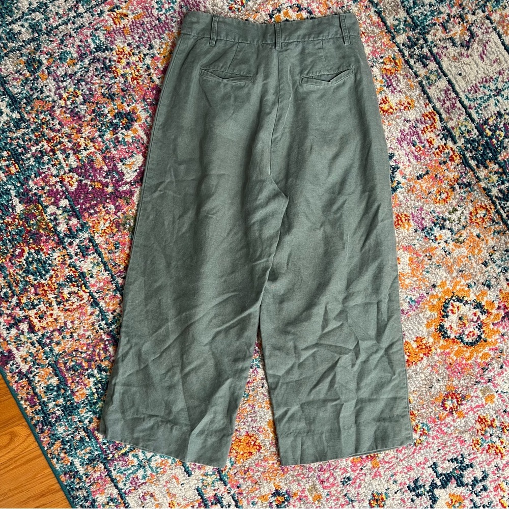Wilfred Aritzia Green Linen Culottes Wide Leg Cropped Pants 0 - Picture 7 of 12